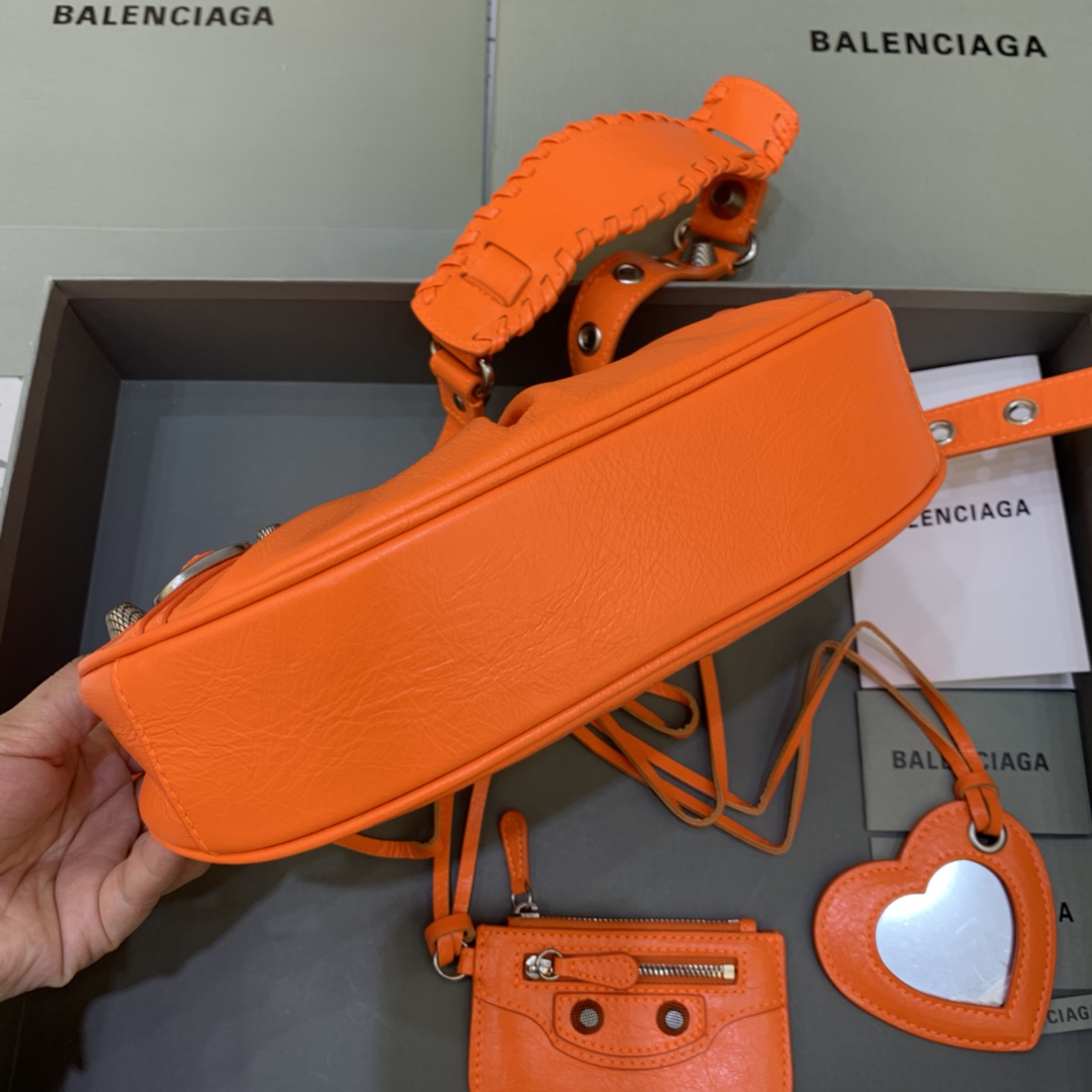 Balenciaga Le Cagole XS Shoulder Bag Crocodile Embossed Orange